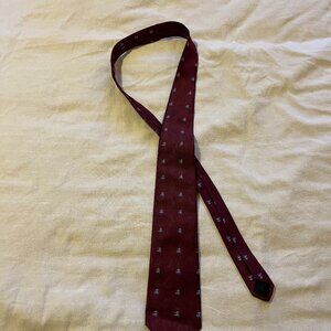 Dark Red Brooks Brothers Fleece Logo and Diamond Pattern Tie